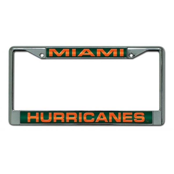 Caseys Miami Hurricanes License Plate Frame Laser Cut Chrome 9474652161